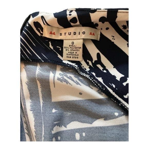 AA STUDIO AA dress, size 8, dark blue and white, sleeveless. Large ruffled top - Picture 7 of 8